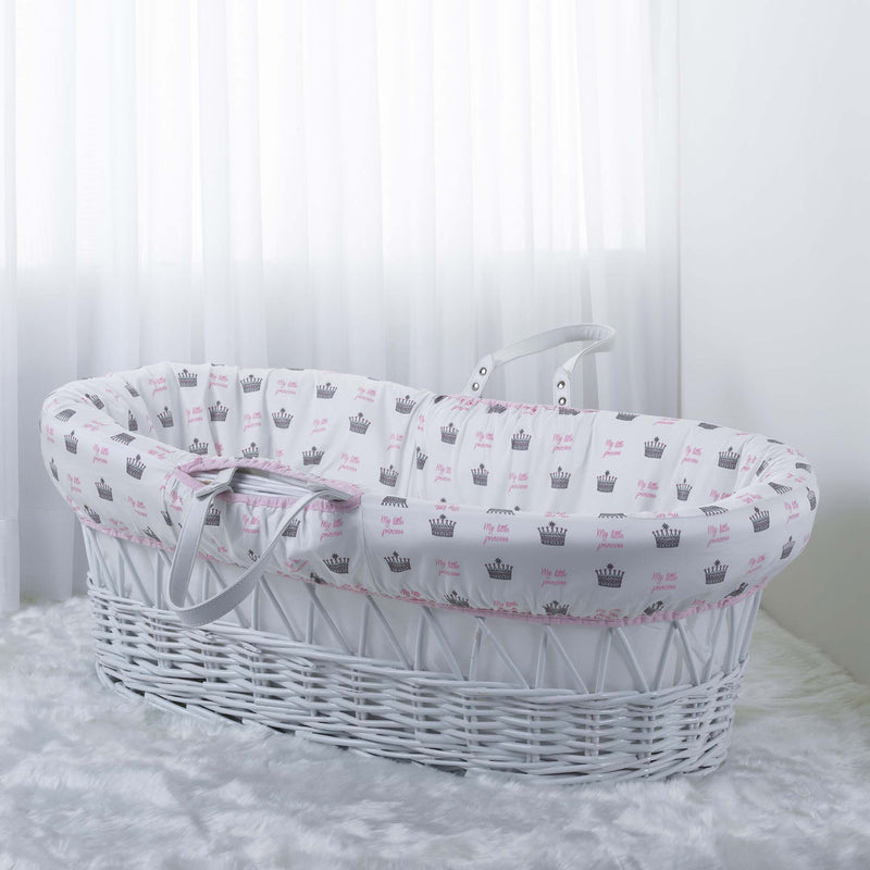 My Little Princess White Wicker Moses Basket
