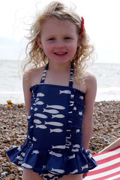 Fish Print Ruched Swimsuit