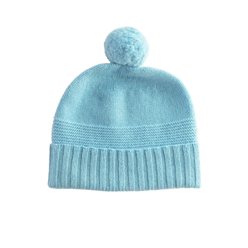 Blue Pom Pom Hat