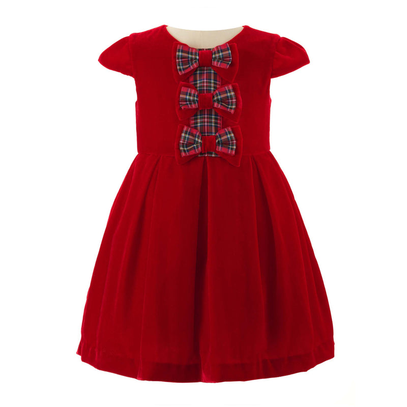 Tartan Bow Velvet Dress