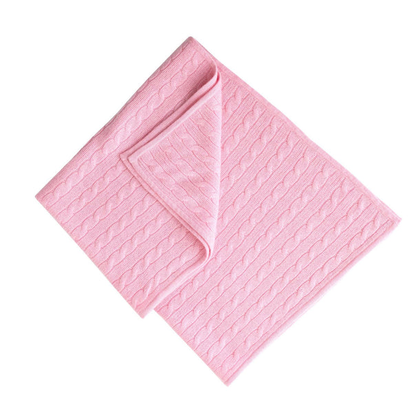 Pink Cashmere Cable Blanket