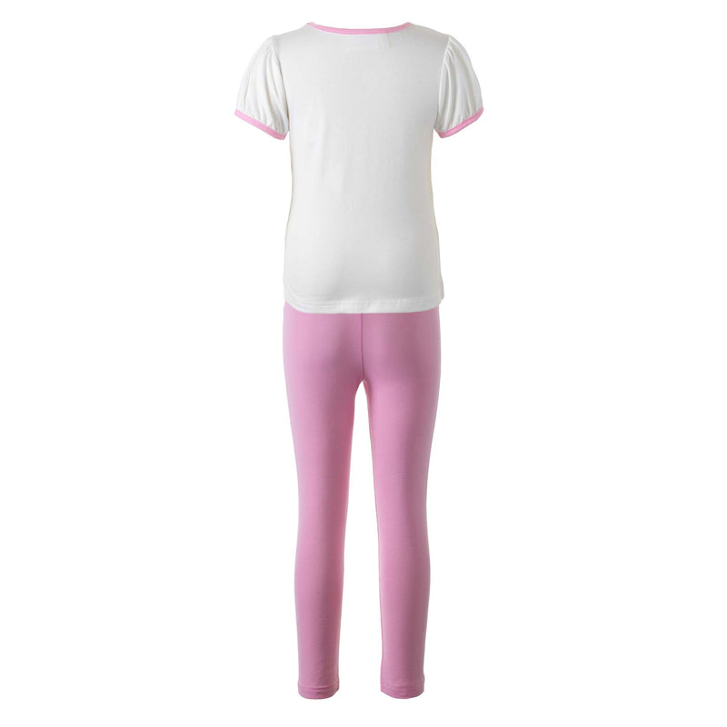 Girls jersey ivory t-shirt with crown motif and "My Little Princess" text on and pink leggings set.