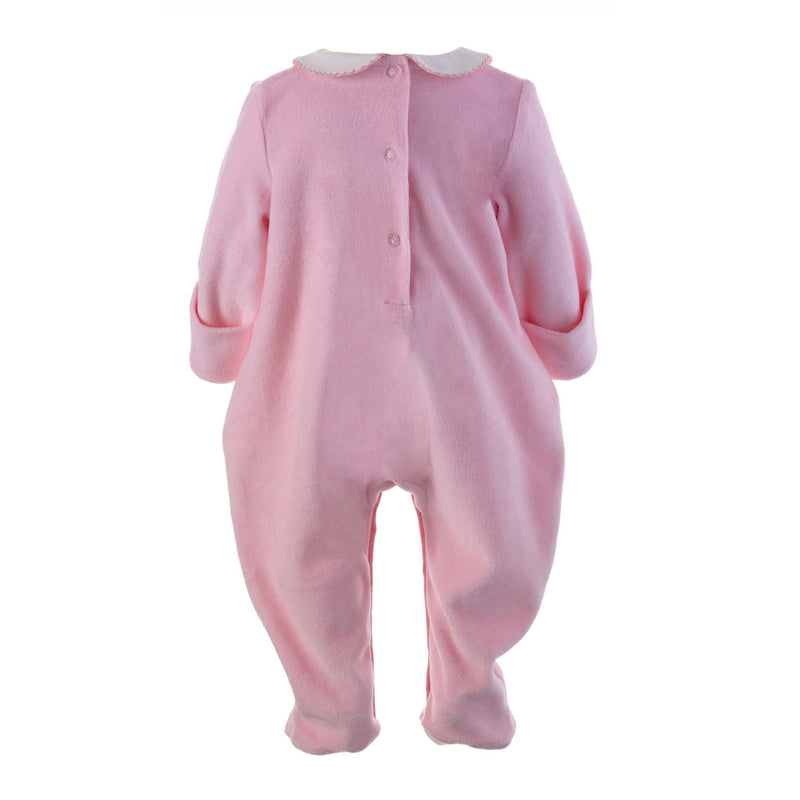 Princess Embroidered Velour Babygro