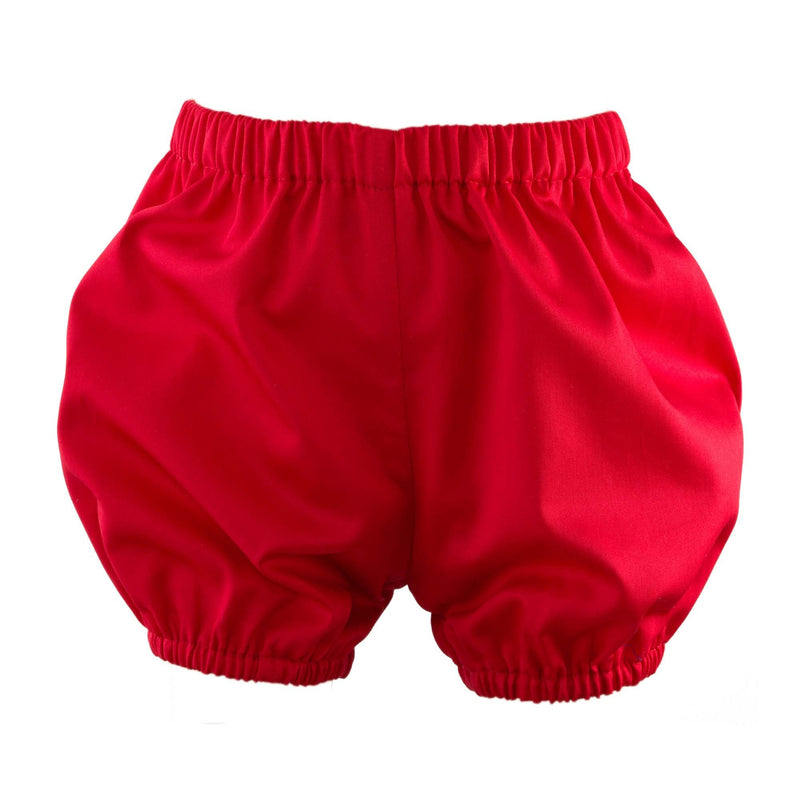 Red bloomers to complement red classic smocked dress.