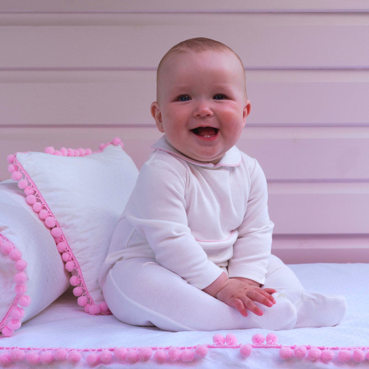 Classic Pink Trim Babygro