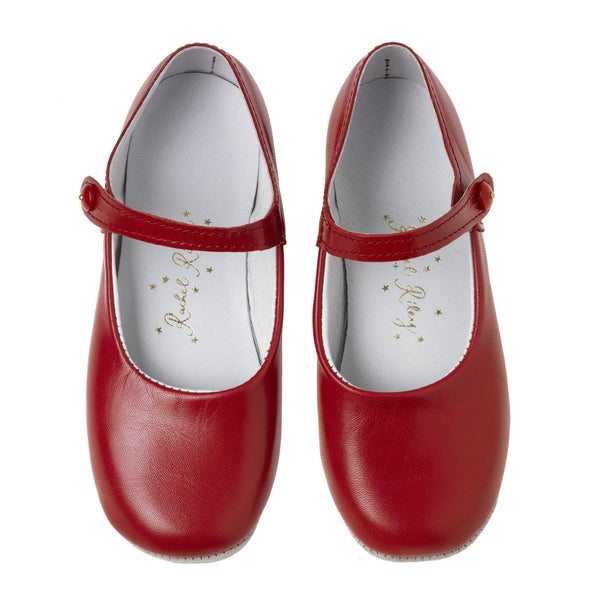 Button Strap Slippers, Red