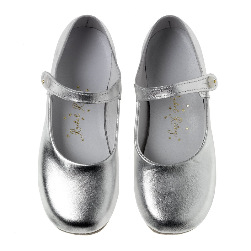 Button Strap Slippers, Silver