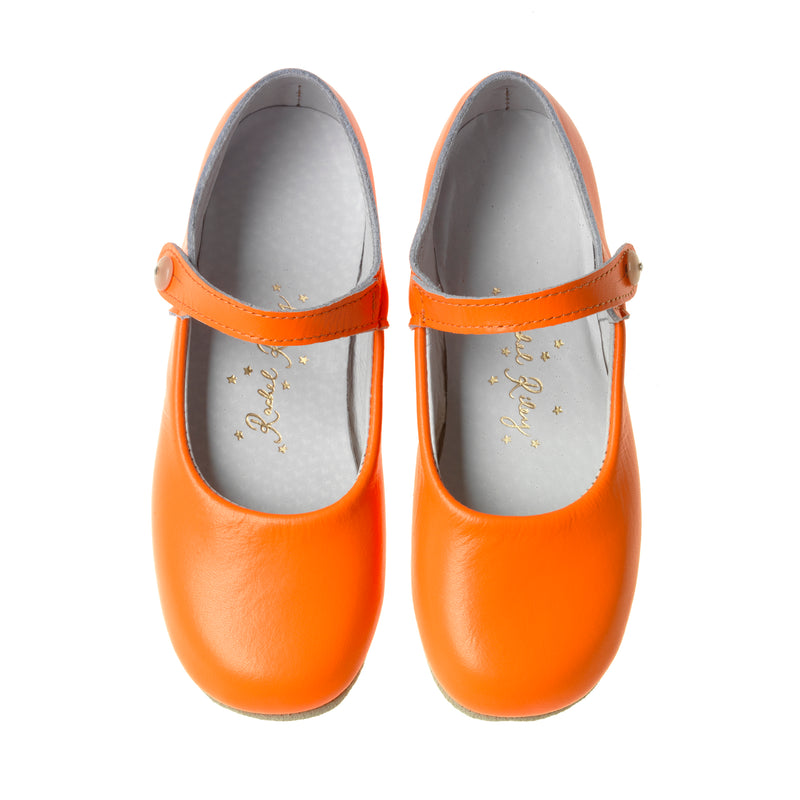 Button Strap Slippers, Orange Neon