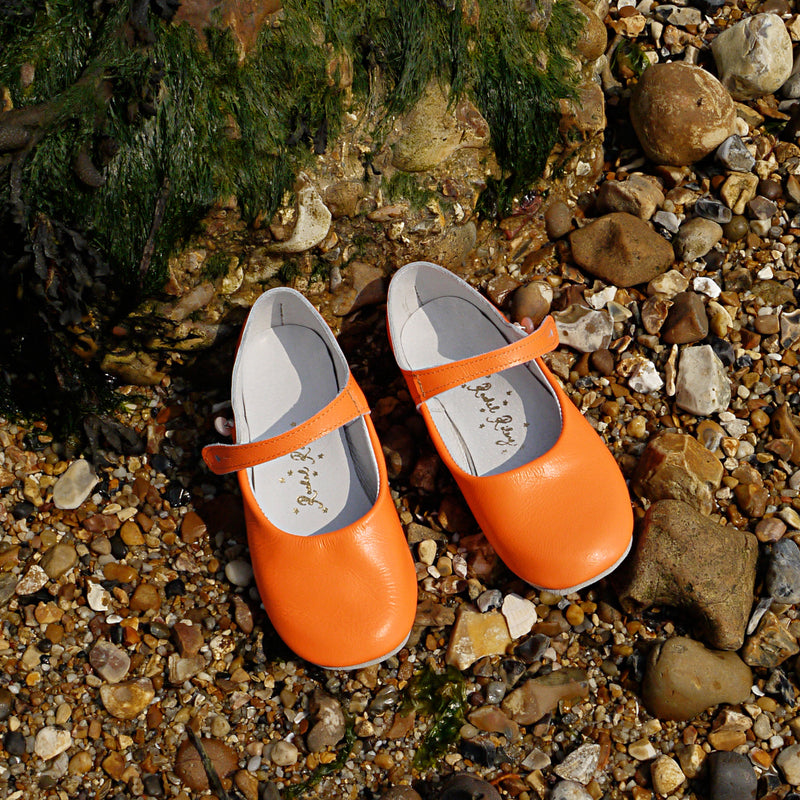 Button Strap Slippers, Orange Neon