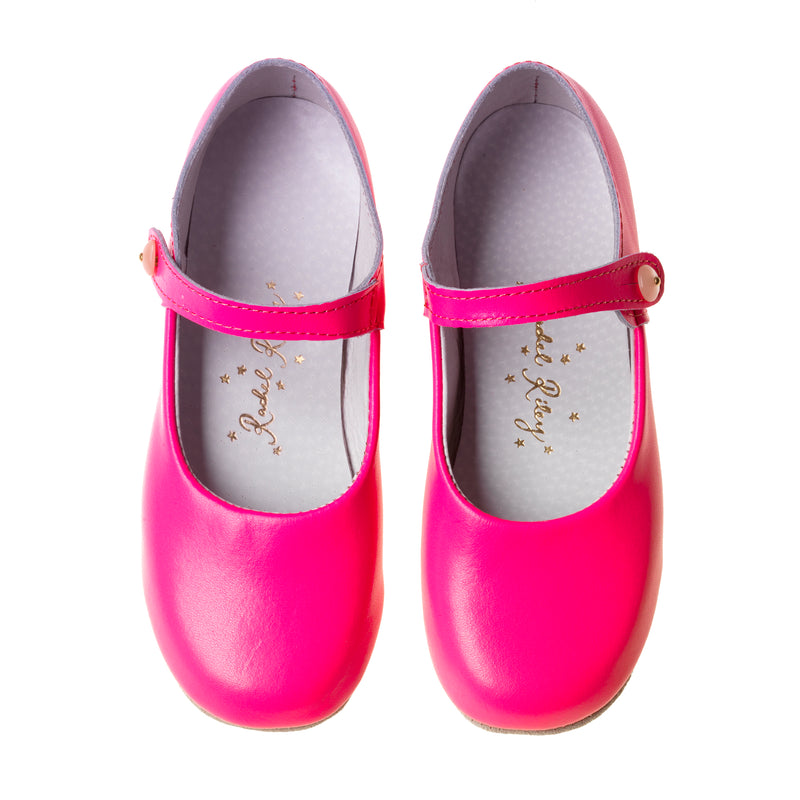 Button Strap Slipper, Fuschia Neon