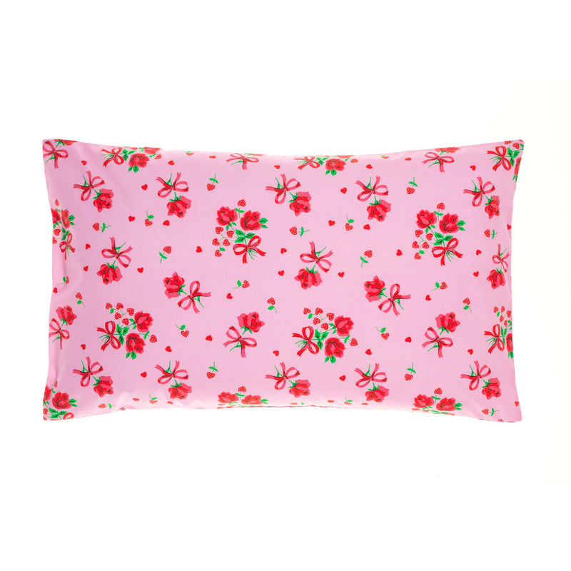 Strawberry Rose Duvet Cover and Pillowcase Set Single Bed