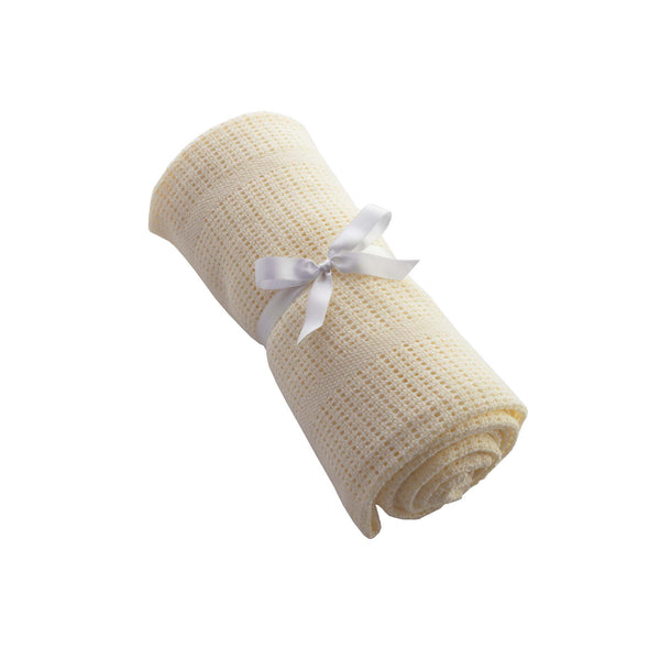 Yellow Soft Cotton Cellular Pram Blanket